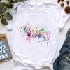 Watercolor Music Note Flowers Print T Shirt Girls Summer Fashion Tshirt Womem Hip Hop Tshirt Femme Harajuku Shirt Streetwear