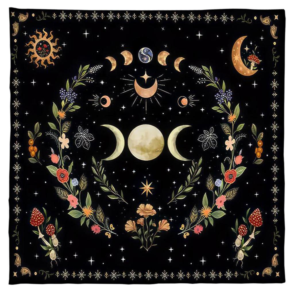 Tovaglia Tarot Tovaglia Altari Fasi Lunari Fiore Astrologia Tovaglia Tappeto per Carte Divinatorie Arazzo Decorazione Murale
