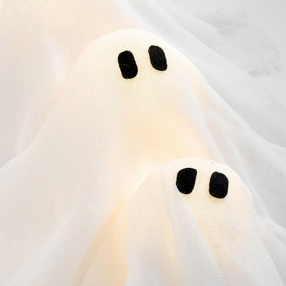 Halloween Light-Up Ghost Wreath Front Door Decoration Hanging Ornament Halloween Ghost Wreath Interior and Exterior Decoration