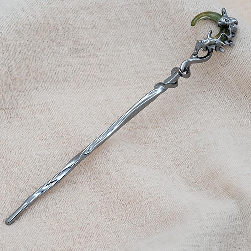 Chinese Style Black Moon Tassel Hair Stick for Women Elegant Metal Hanfu Chopstick Hair Sticks Hair Accessories Ornaments