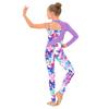 Girls Shiny Rhinestone Printed Gymnastics Jumpsuit Asymmetrical Full Length Bodysuit