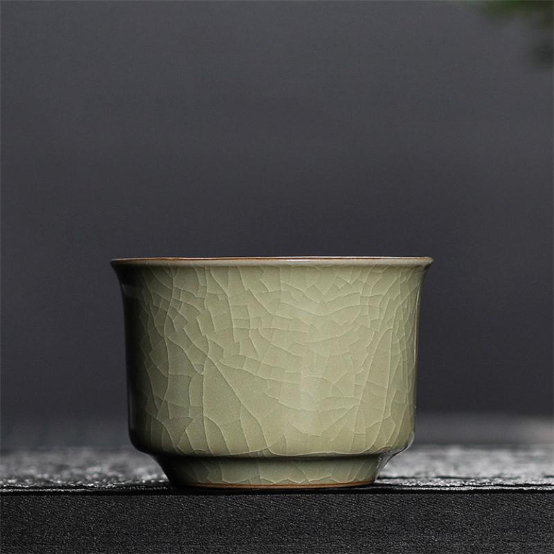 Longquan Celadon Office Teacup Ceramic Ge Kiln Ice Cracked Glaze Kung Fu Master Cup Small Tea Bowl Drinkware