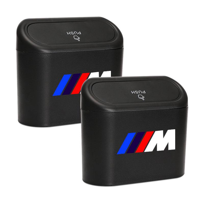 M LOGO Car Vehicle Case Storage Box Black ABS Square Pressing Trash Can For BMW G01 G02 F22 F23 E46 E93 E39 G26 F01 F02 F06 G32 G20 G29