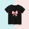 Cross Border Bow Print Pattern Versatile European and American Boys and Girls Round Neck Short Sleeved T-shirt Top Cross-border
