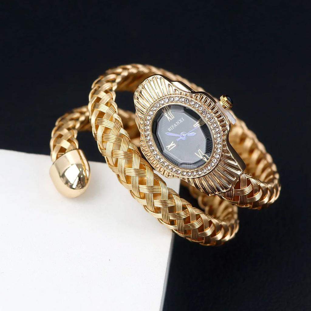 Mode Diamant BIFANXI Neue Quarzuhr Damen Einzigartige Schlangenform Europäisch Amerikanische Armbanduhren Drahtgeflecht Damenuhr