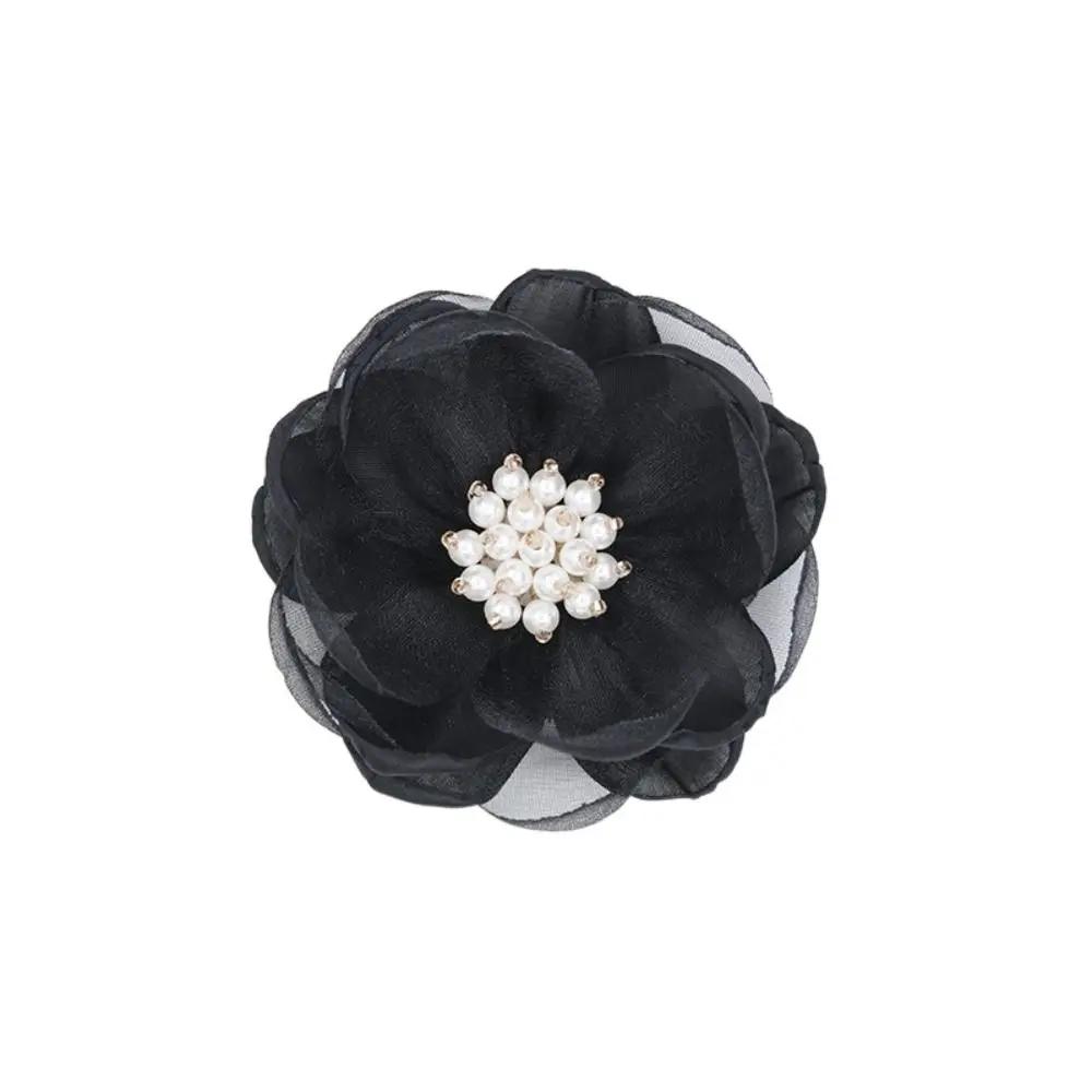 5Pcs Sewing Fabric 3D Chiffon Flower Beads Center DIY Artificial Flower Shoes Decor Hairpin DIY Sewing Applique