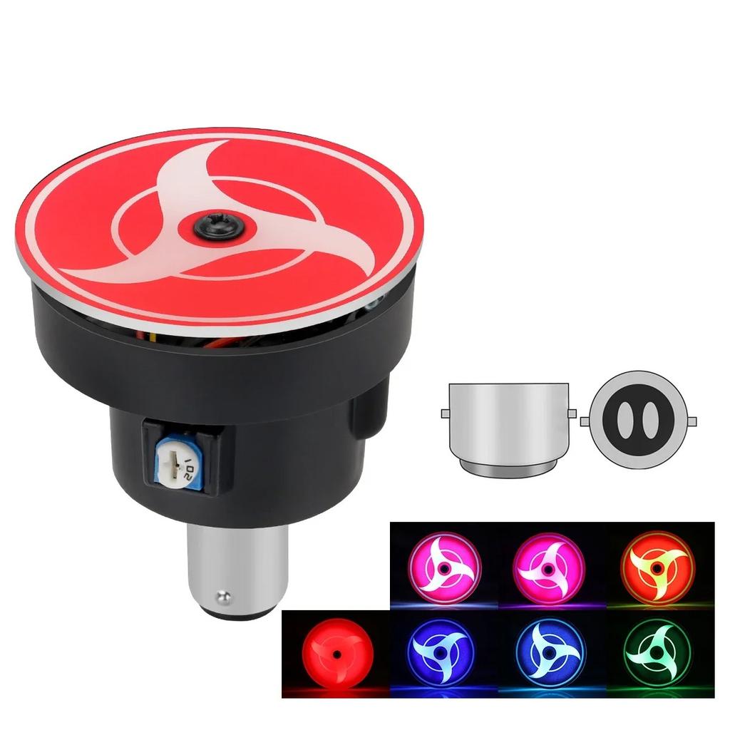 Motorcycle Brake Light Refit Wheel Eyes Rotating RGB Flashing Sharingan Decor Tail Light Anime Style Modification Accessories