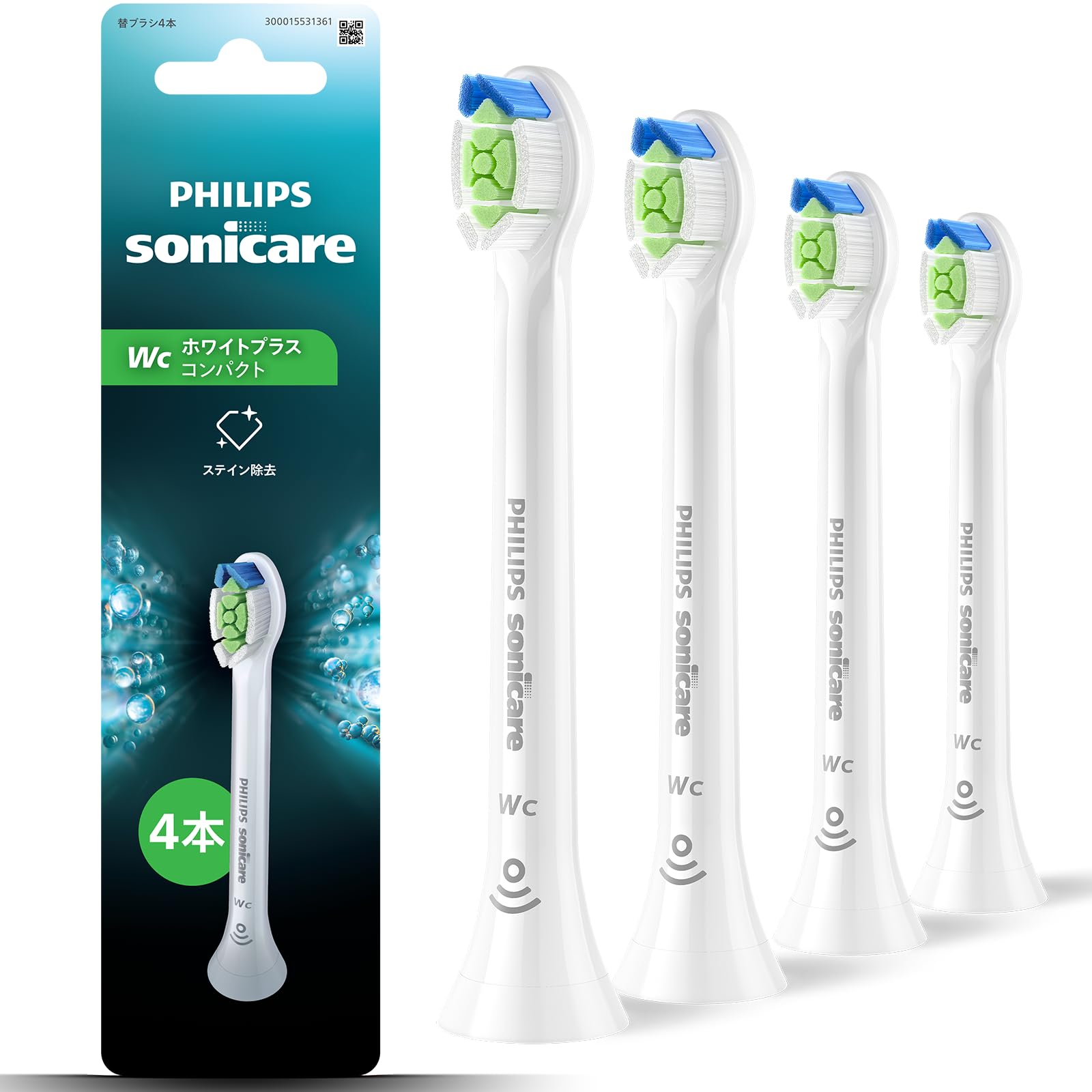 

Philips Replacement Brush Heads for Sonicare WC White Plus Compact Regular Genuine Product White (4-pack) - HX6074/14 белый