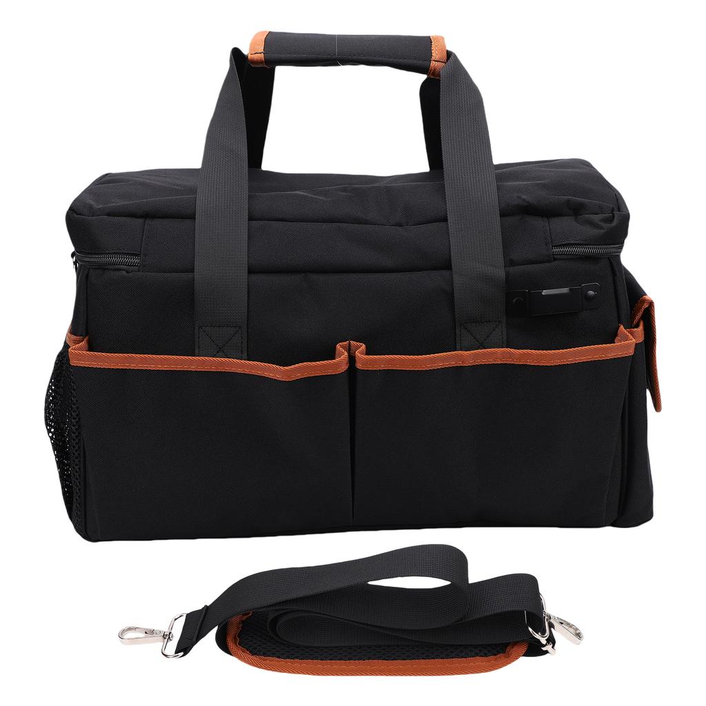 Tool Bag 17in Heavy Duty Hand Tote Storage Organizer Wear Proof Oxford Cloth 20 Pockets Adjustable Shoulder Strap for