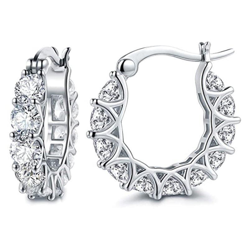 1PAIR European and American new square crystal zircon ring earrings fashion ring earrings simple earrings daily jewelry women