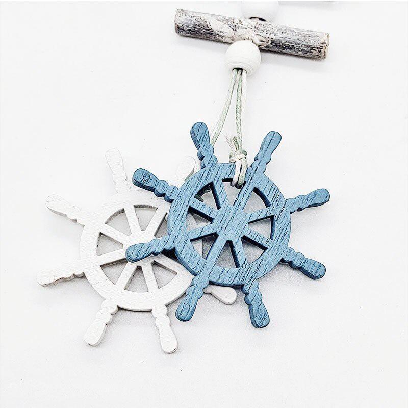Marine Style Wooden Pendant Ocean Wind Crafts Small Fish Boat Wall Hanging Decoration Pendant Home Decor