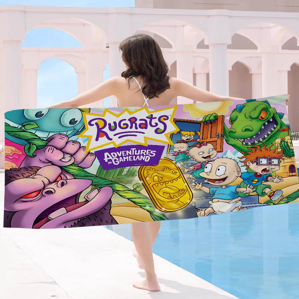 Funny Cute R-Rugrats Beach Towel Colorful Bath Towels for Girl Microfiber Quick Dry Sand Free Beach Yoga Spa Gym Pool