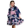 Ensemble Robe Yukata avec Obi Traditionnel Japonais Parfait pour les Soirées d'Été Jour de Bon Obon Hortensia Filles' (Séparé), Mignonne, (Ceinture), Volants,