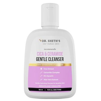 DR. Sheth's Cica & Ceramide Sanfter Reiniger|Feuchtigkeitsspendendes Gesichtswaschgel für normale, trockene & empfindliche Haut|Mit 5% Glycerin & Aloe Vera|Unisex|125ml
