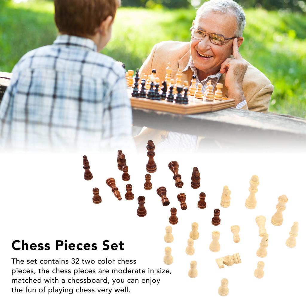 Chess Pieces Only 91mm King Height 32PCS Two Colors Chess Game Pawns for Home Party