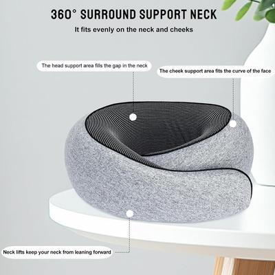 Travel Pillow, 100% Pure Memory Cotton Aircraft Neck Pillow 360° Support Headrest, Ergonomic Design Memory Foam Filled, Suitable for Aircraft,