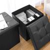 Cube Ottoman Pouf Rembourré En Similicuir Assise Repose-pieds Individuel + Rangement 38 X 38 X 38 - Noir
