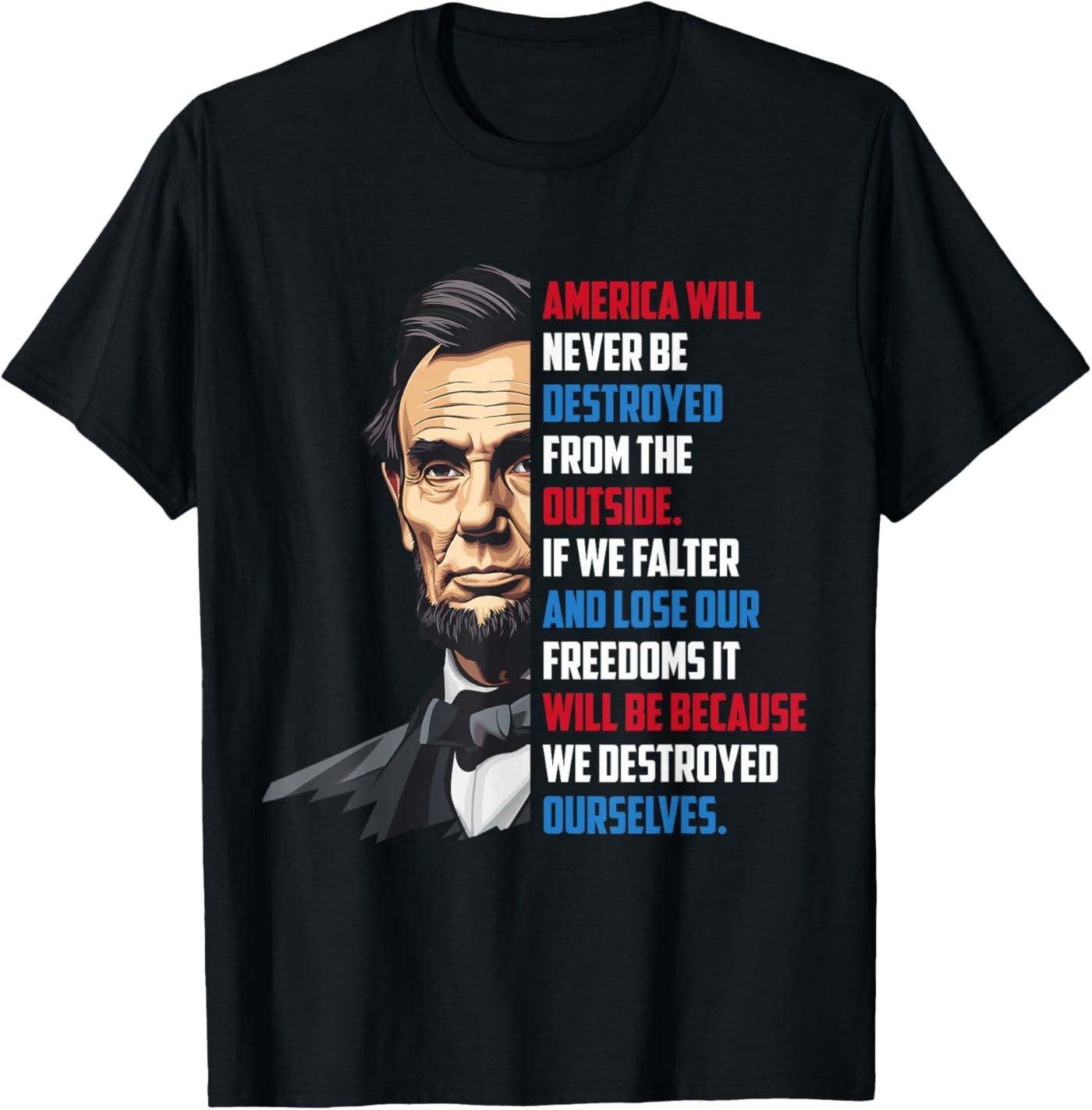 Pro-Democracy Abraham Lincoln Quote Stand for Freedom T-Shirt S
