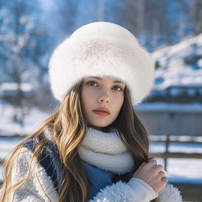 Winter Flauschigen Pelz Frauen Plüsch Kappe Ohr Schutz Winddicht Warme Kopfbedeckungen Mode Weibliche Kappen