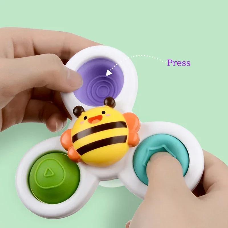 3 Teile/satz Baby Bad Spielzeug Lustige Bade Sucker Spinner Saugnapf Cartoon Rasseln Zappeln Pädagogisches Spielzeug Für Kinder Jungen Geschenk
