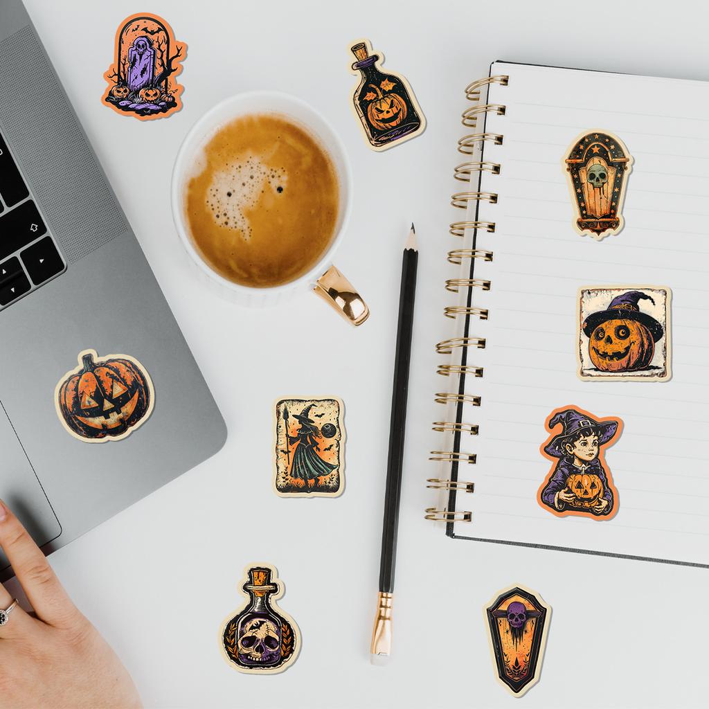 50 Retro Halloween Graffiti Stickers Mobile Phone Computer Skateboard Waterproof Decorative Stickers Halloween Holiday Stickers