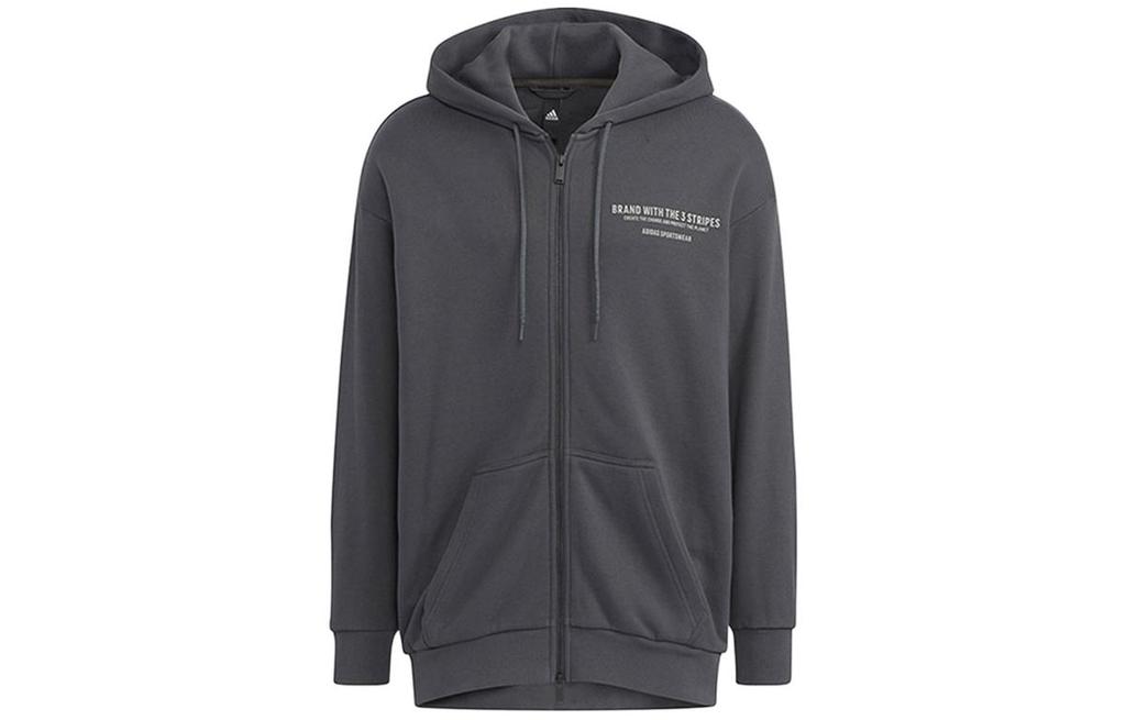 Adidas Sweatshirts Men's Gray Hooded Moderate Cardigan HZ7028