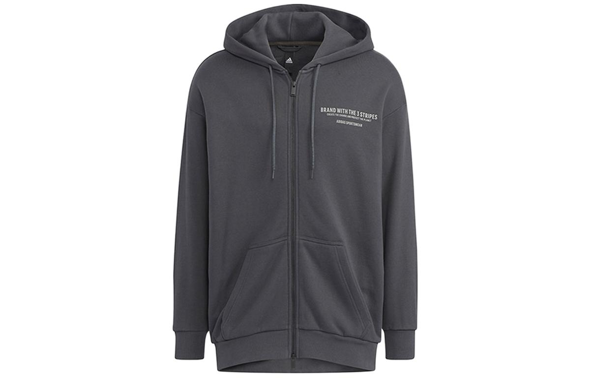 Adidas Sweatshirts Men s Gray Hooded Moderate Cardigan HZ7028 M