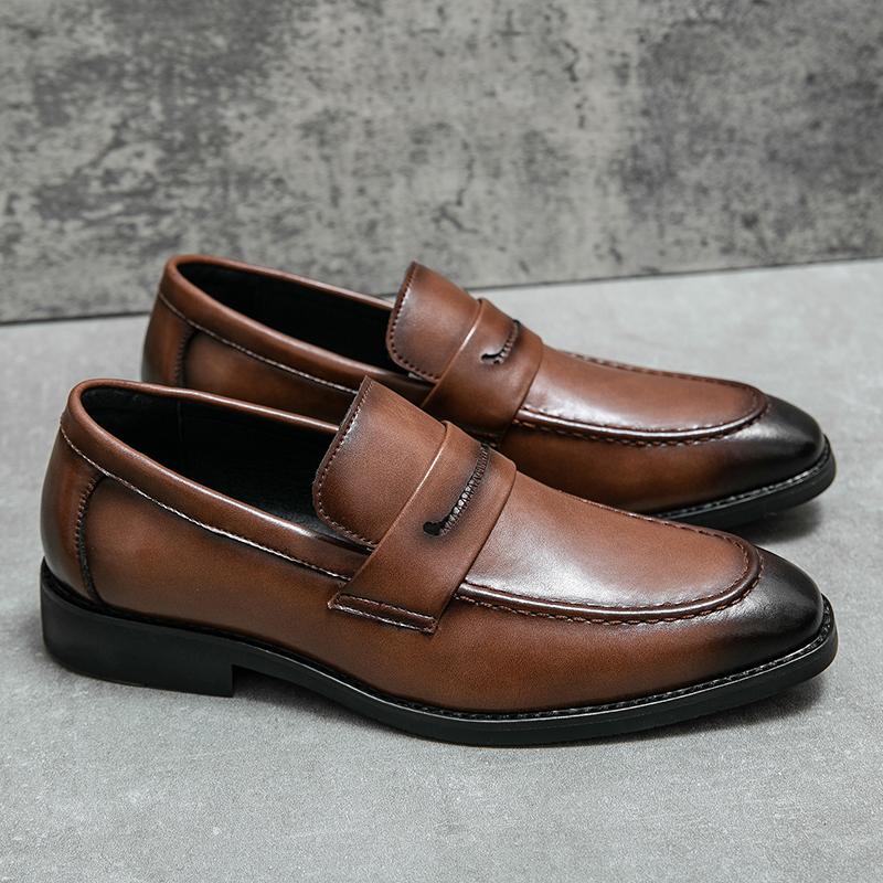 Men Brown Loafers Thick Sole Platform Height Increase Black Classic Business Office Dress Prom Tuxedo Party Shoes