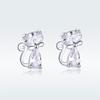 S925 Sterling Silver Cute Kitten Stud Earrings, Cross-Border Sterling Silver Zircon Stud Earrings.