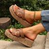 Summer new super high heels slippers women's outer wear muffin thick bottom heightening one-word drag sandals small man