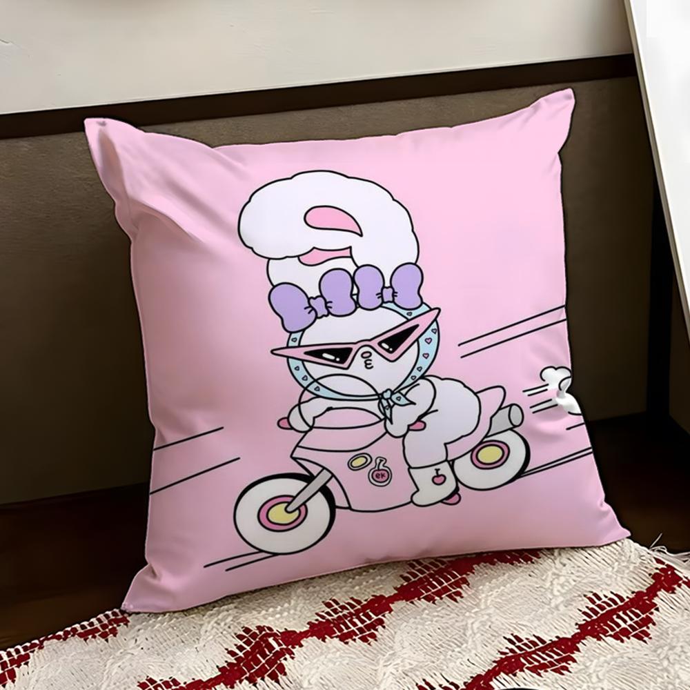 Cute EEsther Bunny Pink Cushion Cover Reversible Soft Durable Pillow Cover Home Car MultiScene Use for Daily Comfort