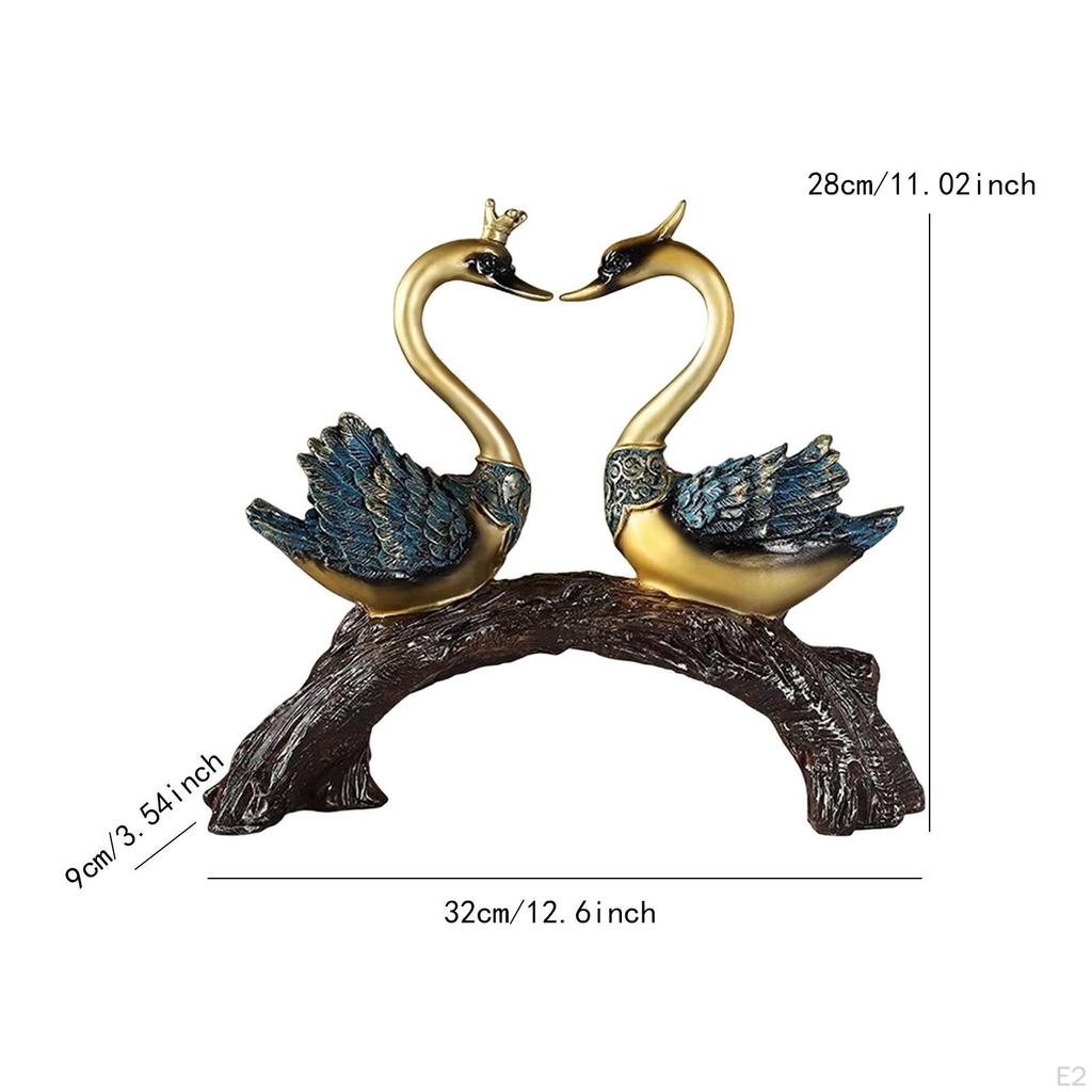 Swan Couple Statue Goose Sculpture Desk Lover Table Centerpiece Resin Figure Bird Figurine for