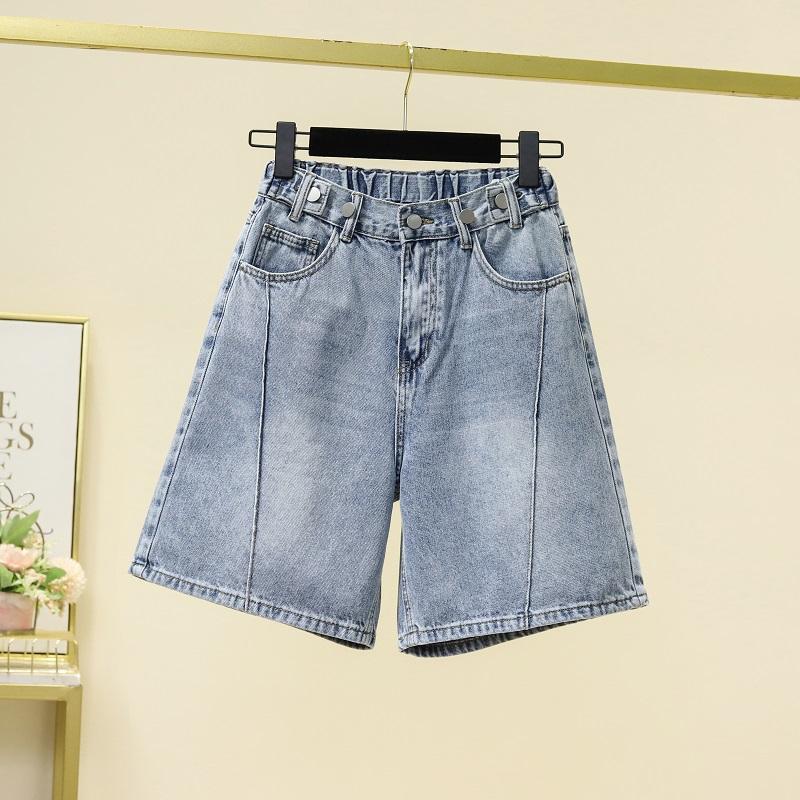 DIMANAF 2025 Neue Sommer Jeans Kurze Hosen Damen Lockerer Denim Haremshosen Große Blaue Hosen