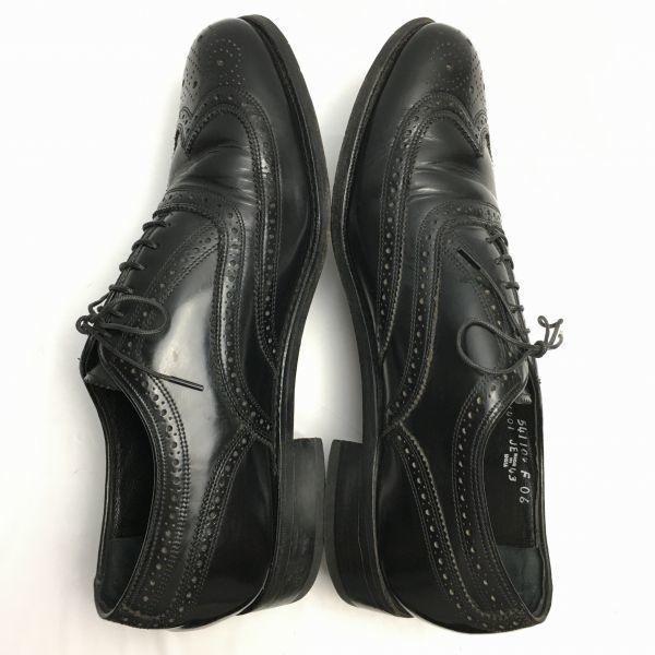 80s Vintage 1984 FLORSHEIM Full Brogue Wingtip Business Shoes Black size 9D 26.5-27.0(USED)