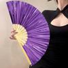 Folding Fan Colorful Handheld Fan with Bamboo Bones for Festivals Rave Parties Performance Home Decoration