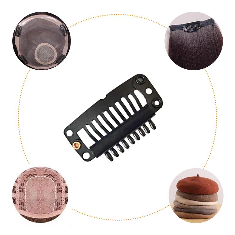 Professional Wholesale 9 Teeth Elastic Wig Clips With Safety Pin for Home Hair Extension Installation and Fixing Work