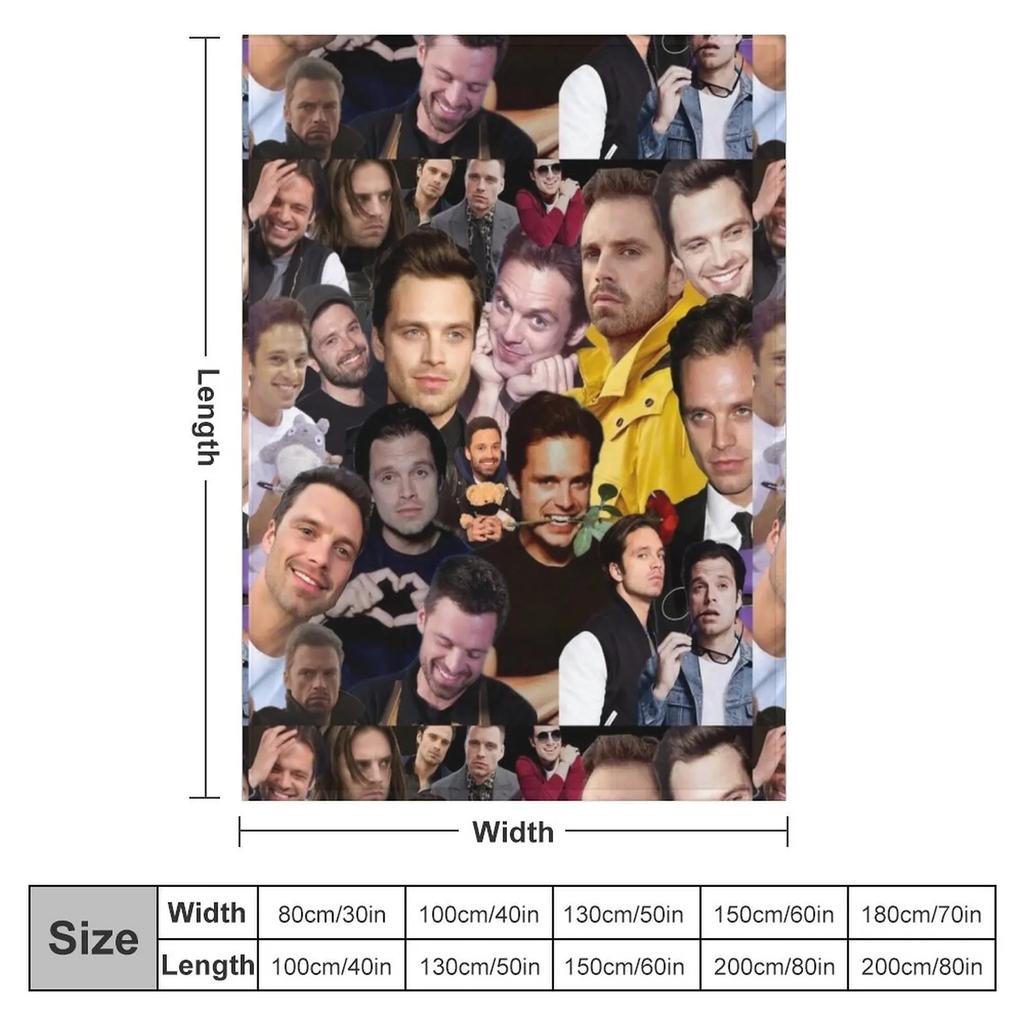 sebastian stan photo collage Throw Blanket Nap Blanket Hairy Blanket Flannels Blanket blankets and throws