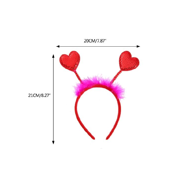 Sequins Hairband Valentine's Day Heart Headbands Red Heart Garland for Valentine