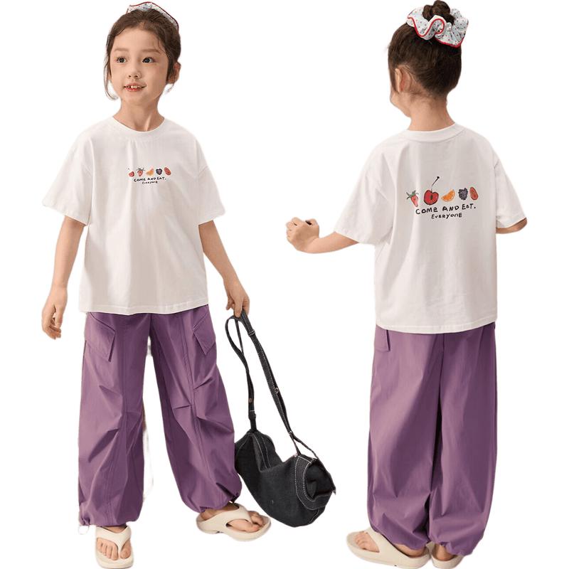 LUSON Girls' Loose-Fit Short Sleeve Summer T-Shirt