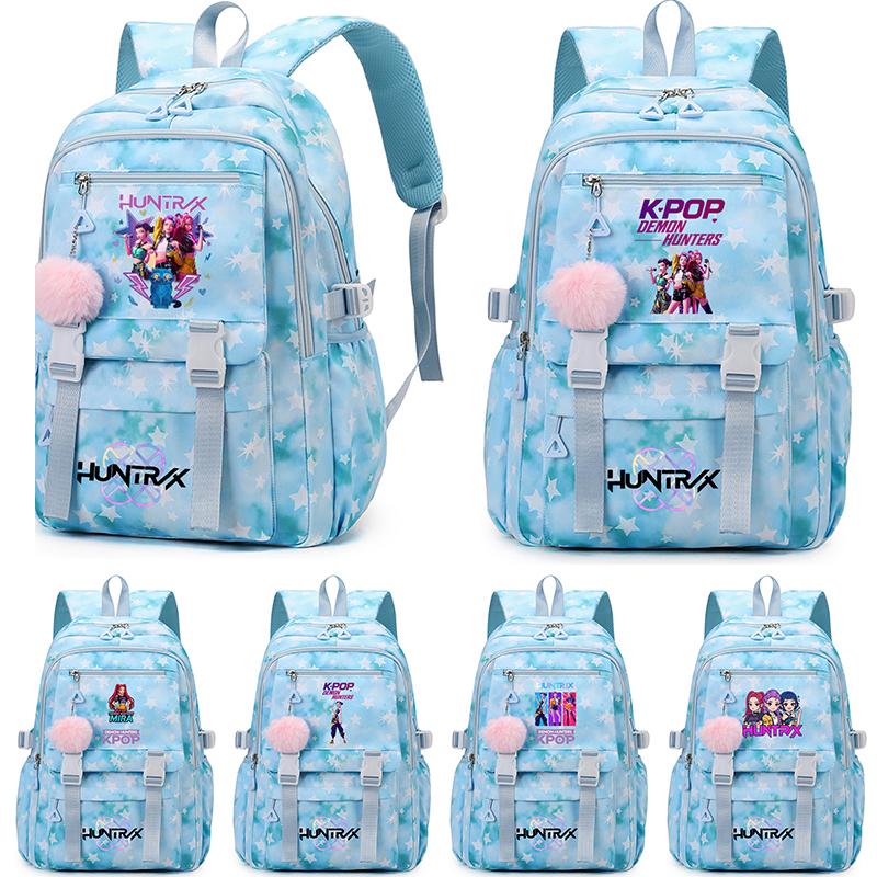 Cartoon Anime K-Pop Demon Hunters Printed Backpack Large Capacity Bookbag Laptop Unisex Student Boy Girl School Bag Large Capacity Travel Outdoor Bag
