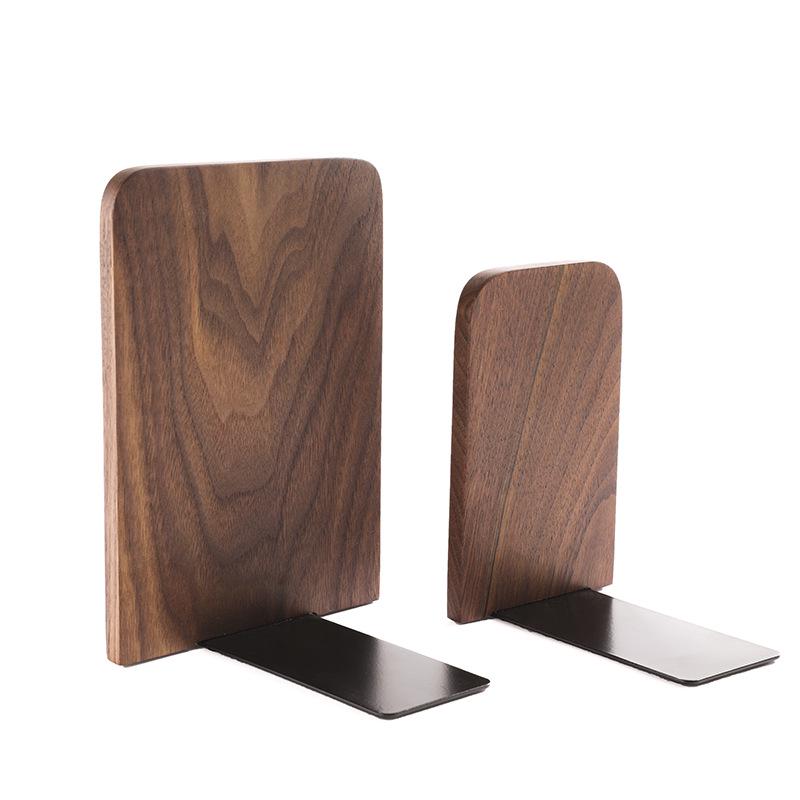 

Black Walnut & Beech Wood Bookends - Customizable Logo Option Beech solid round small