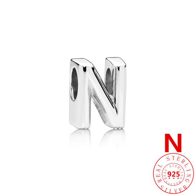 Autentické stříbro 925 Anglické písmeno AZ 26 abeceda klasické korálky vhodné originální módní náramek s přívěskem DIY dámské šperky