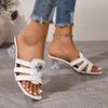 Fashion Wear Transparent and Flip-flops Summer New Square Head Open Toe Crystal Flower Hollow-out Non-slip High Heels