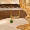 Fashion Heart Zircon Paper Clip Necklace for Women,Gold Color Stainless Steel Flat Rolo Chain Necklaces,Chic Jewelry Gifts