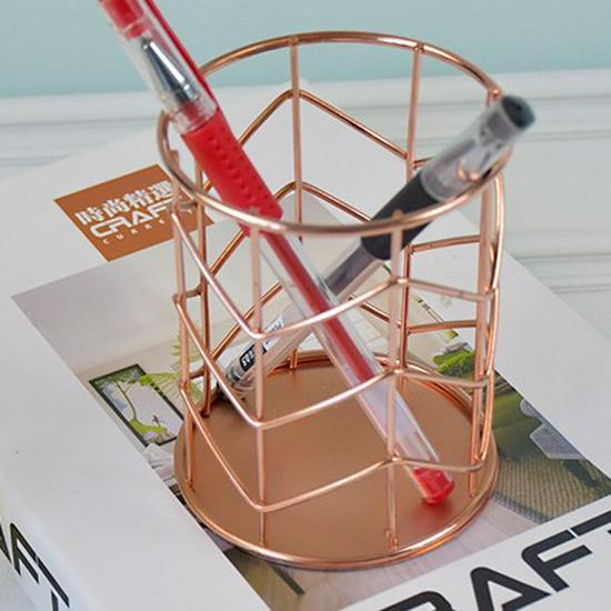 Multi-Function Iron Pen & Makeup Brush Holder - Desktop Storage Basket