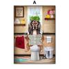 Cartoon Dog Mole Hamster Newspaper Wall Art Posters Prints Nordic Canvas Painting Animal Pictures For Bathroom Toilet Home Decor