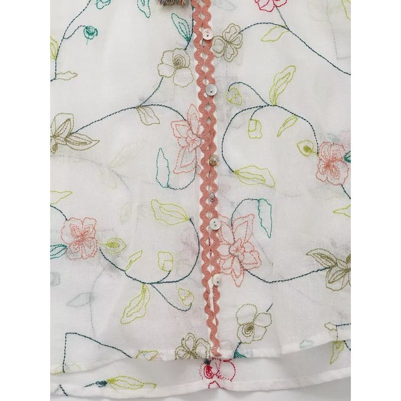 Kaslead New Arrival Women's Fashion Style Flower Embroider Shirt Casual Skirt Suit 5770537