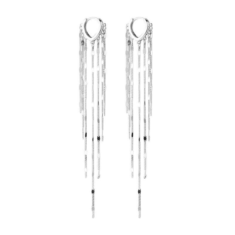 Sterling Heart Drop Earrings With Chain Tassel Design Women Minimalist Chic Jewelry E0943 925 Sterling Silver