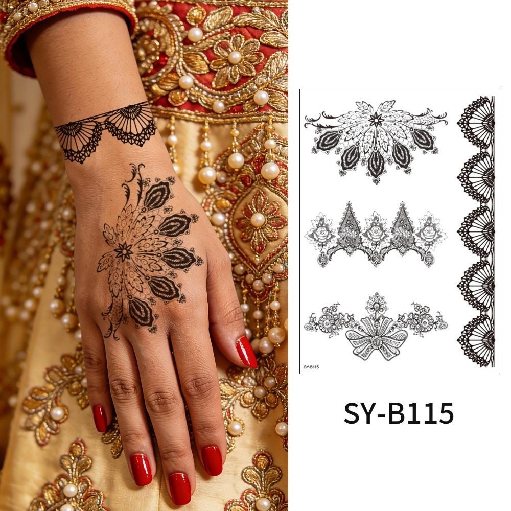 Adesivos de Transferência de Água Tatuagem Temporária de Henna Índia Mehndi Flor Arte Corporal Adesivo Mulher/Senhora/Menina