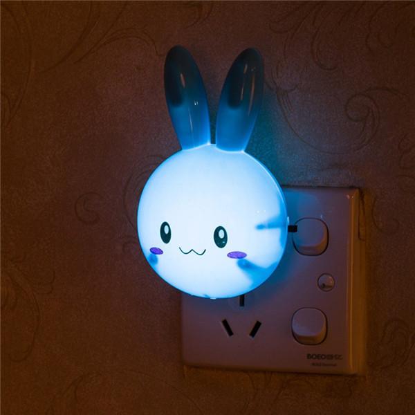 Cute Cartoon Rabbit LED Night Light AC110-220V Switch Wall Night Lamp Children Bedroom Bedside Lamp Kid Gifts With EU/US Plug